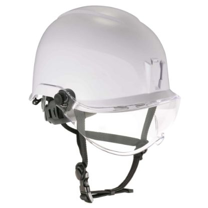 Picture of Ergodyne Skullerz 8974V Anti-Fog Class E Safety Helmet With Visor Kit, Clear Lens, White