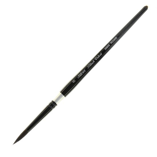 Picture of Silver Brush 3000S Black Velvet Series Paint Brush, Size 8, Round Bristle, Squirrel Hair/Synthetic Filament, Multicolor