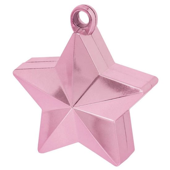 Picture of Amscan Foil Star Balloon Weights, 6 Oz, 4-1/2inH x 3-1/4inW x 2inD, Pink, Pack Of 12 Weights