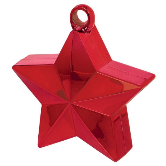 Picture of Amscan Foil Star Balloon Weights, 6 Oz, 4-1/2inH x 3-1/4inW x 2inD, Red, Pack Of 12 Weights