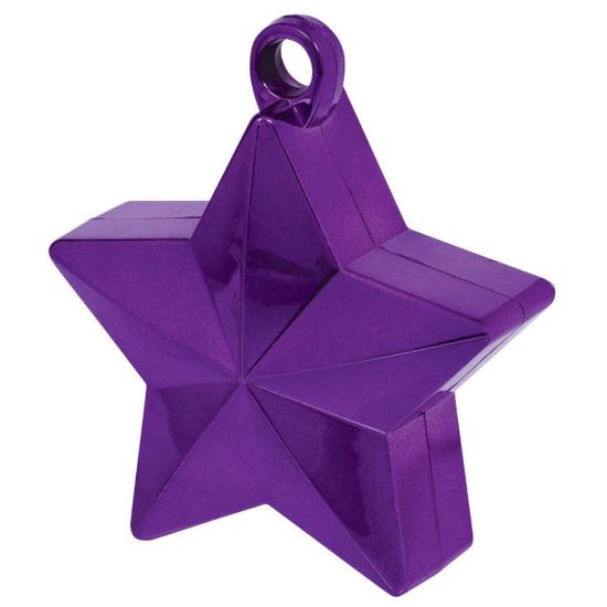 Picture of Amscan Foil Star Balloon Weights, 6 Oz, 4-1/2inH x 3-1/4inW x 2inD, Purple, Pack Of 12 Weights