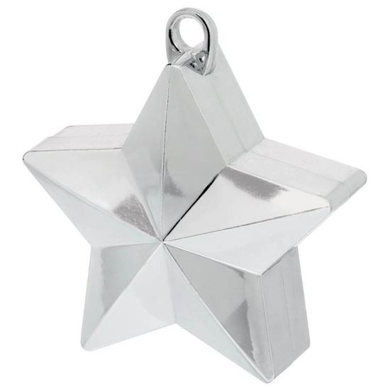 Picture of Amscan Foil Star Balloon Weights, 6 Oz, 4-1/2inH x 3-1/4inW x 2inD, Silver, Pack Of 12 Weights