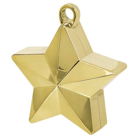 Picture of Amscan Foil Star Balloon Weights, 6 Oz, 4-1/2inH x 3-1/4inW x 2inD, Gold, Pack Of 12 Weights