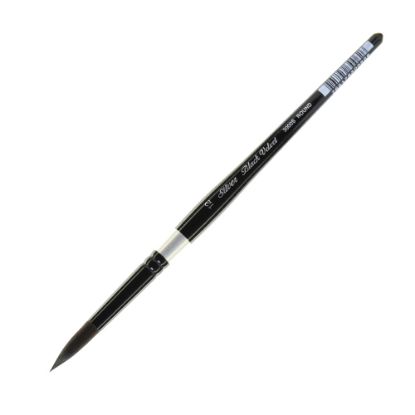 Picture of Silver Brush 3000S Black Velvet Series Paint Brush, Size 12, Round Bristle, Squirrel Hair/Synthetic Filament, Multicolor