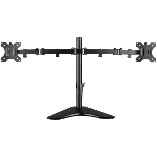 Picture of V7 Dual Desktop Monitor Stand - Up to 32in Screen Support - 35.28 lb Load Capacity - 18.3in Height x 35.9in Width x 11in Depth - Desktop, Freestanding - Steel, Aluminum, Plastic - Black