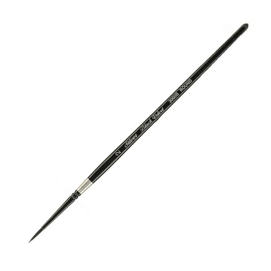 Picture of Silver Brush 3000S Black Velvet Series Paint Brush, Size 2, Round Bristle, Squirrel Hair/Synthetic Filament, Multicolor