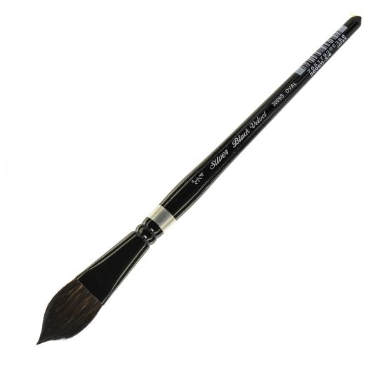 Picture of Silver Brush 3009S Black Velvet Series Paint Brush, 3/4in, Oval Wash Bristle, Squirrel Hair/Synthetic Filament, Multicolor