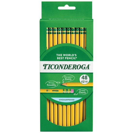 Picture of Ticonderoga Pencils, #2 Medium Soft Lead, Yellow Barrel, Box Of 48 Pencils