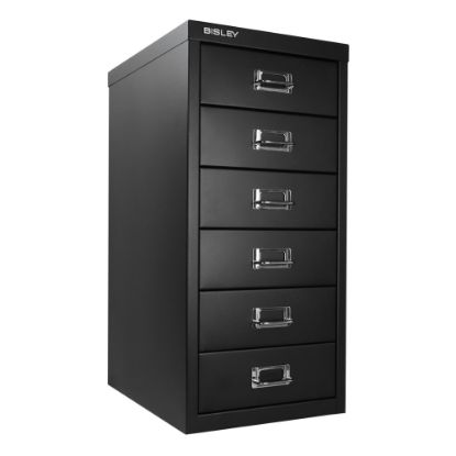 Picture of Bisley 15inD Vertical 6-Drawer Under-Desk File Cabinet, Black