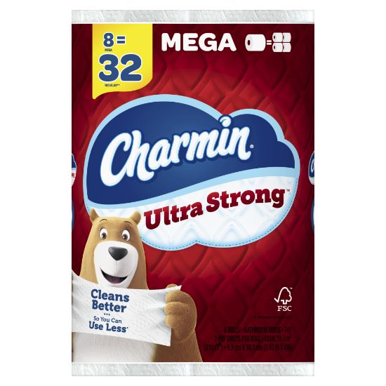 Picture of Charmin Ultra Strong 2 Ply Toilet Paper Mega Roll, White, 242 Sheets Per Roll, 8 Rolls per Pack, Carton of 4 Packs