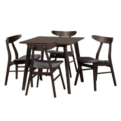 Picture of Baxton Studio Britte Dining Set, 29-9/16inH x 31-1/2inW x 31-1/2inD, Dark Gray/Dark Brown