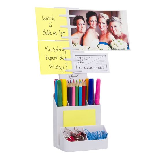 Picture of Note Tower Desktop Organizer Caddy, Note Holder & Supplies Storage, 6 Compartments, White