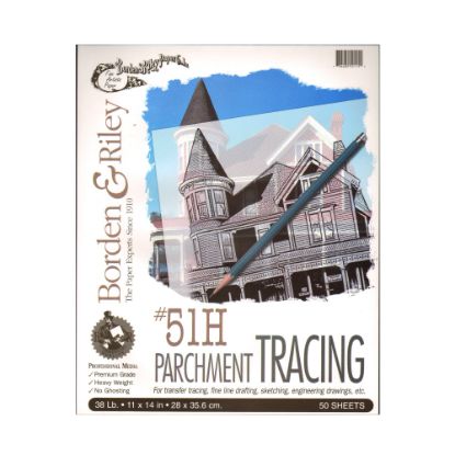 Picture of Borden & Riley No. 51H Parchment Tracing Paper, 11in x 14in, 38 Lb, Transparent, 50 Sheets