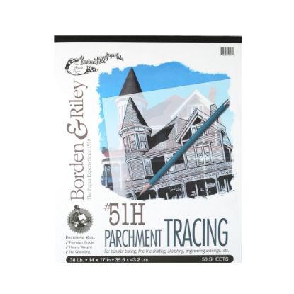 Picture of Borden & Riley No. 51H Parchment Tracing Paper, 14in x 17in, 38 Lb, Transparent, 50 Sheets