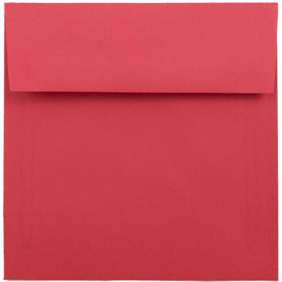 Picture of JAM Paper Color Square Invitation Envelopes, 6in x 6in, Gummed Seal, Red, Pack Of 25 Envelopes