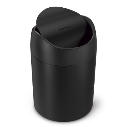 Picture of simplehuman Steel Mini Round Trash Can, 0.4 Gallon, Matte Black