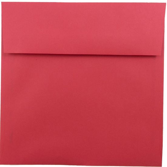 Picture of JAM Paper Color Square Invitation Envelopes, 8-1/2in x 8-1/2in, Gummed Seal, Red, Pack Of 25 Envelopes