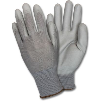 Picture of Safety Zone Poly Coated Knit Gloves - Polyurethane Coating - Large Size - Gray - Flexible, Comfortable, Breathable, Knitted - For Industrial - 1 Dozen