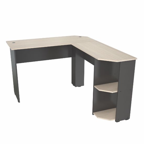 Picture of Inval Merlin 48inW L-Shaped Corner Desk, Dark Gray/Maple