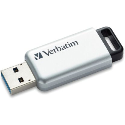 Picture of Verbatim 128GB Store "n Go Secure Pro USB 3.0 Flash Drive - 128 GB - USB 3.0 - Silver - 256-bit AES - Lifetime Warranty - 1 Each