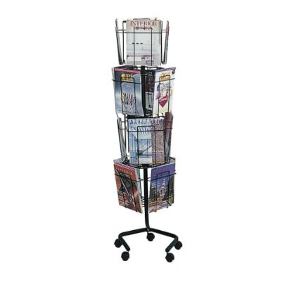 Picture of Safco Wire Rotary Literature Display, 61 1/4inH x 15inW x 15inD, 16 Pockets, Charcoal