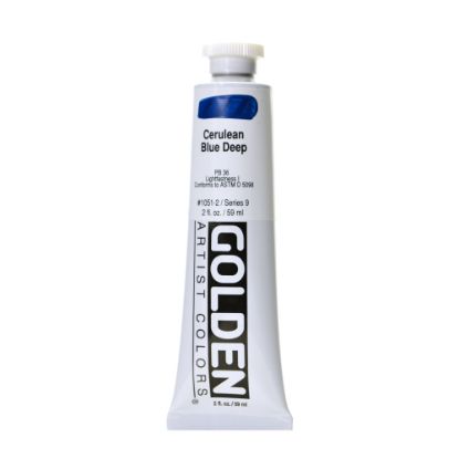 Picture of Golden Heavy Body Acrylic Paint, 2 Oz, Cerulean Blue Deep