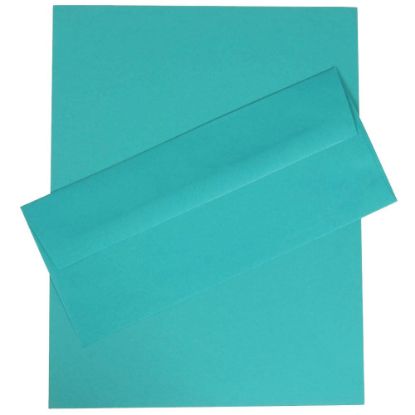 Picture of JAM Paper Stationery Set, 8 1/2in x 11in, 30% Recycled, Sea Blue, Set Of 100 Envelopes And 100 Sheets