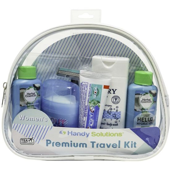 Picture of Handy Solutions Womens Premium TSA-Approved Travel Kits, Clear, Set Of 12 Kits