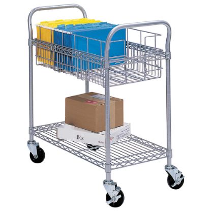 Picture of Safco Wire Mail Cart, 38 1/2inH x 26 3/4inW x 18 3/4inD, Metallic Gray