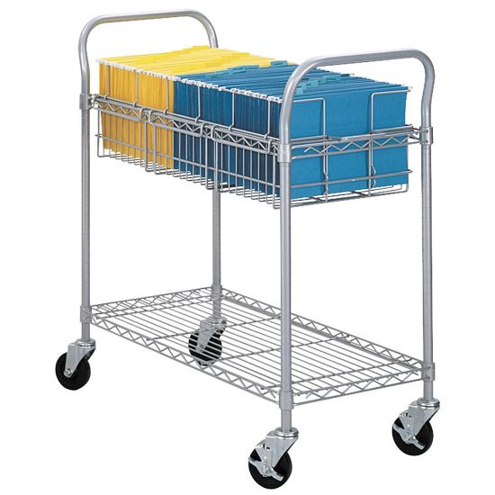 Picture of Safco Wire Mail Cart, 38 1/2inH x 21inW x 42inD, Metallic Gray