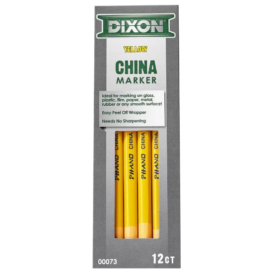 Picture of Dixon Phano China Markers, Yellow, Box Of 12