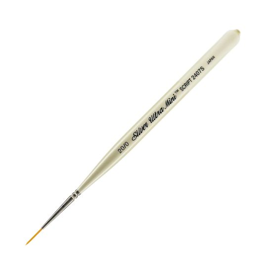 Picture of Silver Brush Ultra Mini Series Paint Brush, Size 20, Taklon Filament, Flat Brisstle, Pearl White