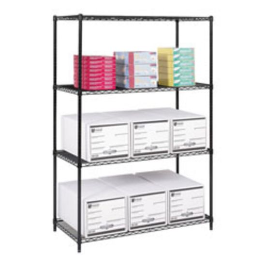 Picture of Safco Industrial Wire Shelving Starter Unit, 48inW x 24inD, Black