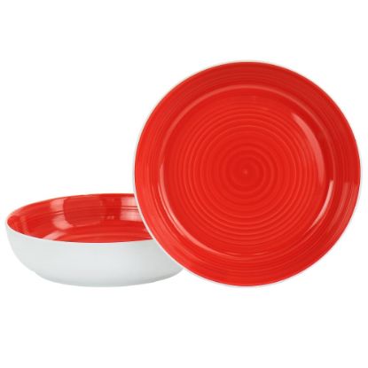 Picture of Gibson Home Crenshaw 2-Piece Stoneware Dinner Bowl Set, 8-1/2in, Red/White