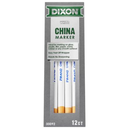 Picture of Dixon Phano China Markers, White, Presharpened, Pack of 12