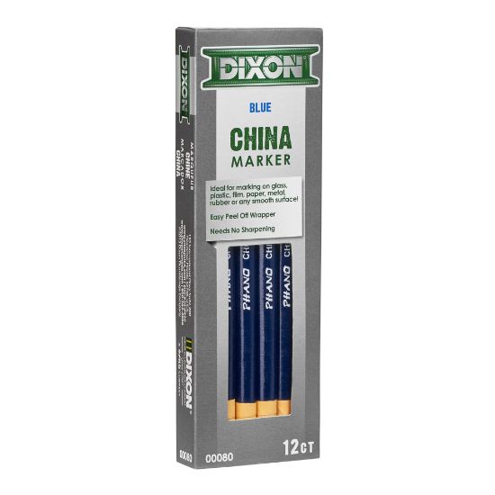 Picture of Dixon Phano China Markers, Blue, Presharpened, Pack of 12