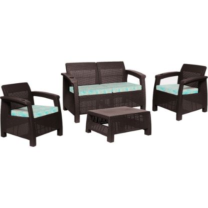 Picture of Inval MQ FERRARA 4-Piece Comfort Furniture Set, Espresso/Turquoise