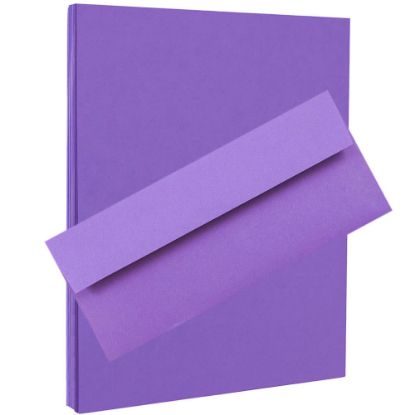 Picture of JAM Paper Stationery Set, 8 1/2in x 11in, 30% Recycled, Violet Purple, Set Of 100 Envelopes And 100 Sheets