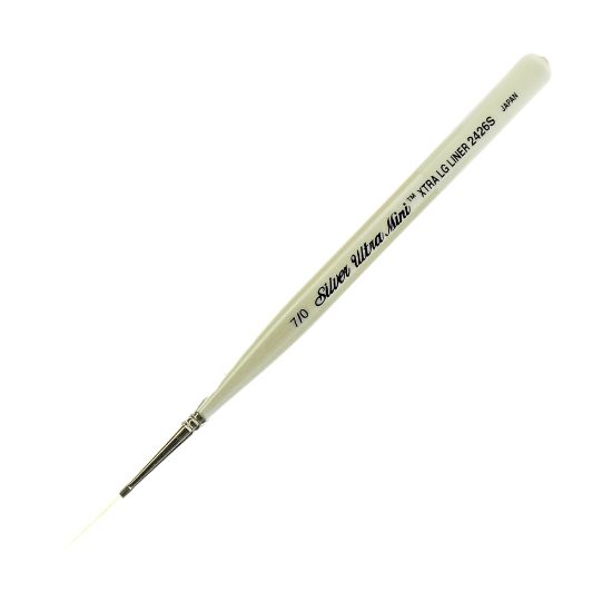 Picture of Silver Brush Ultra Mini Series Paint Brush, Size 7, Extra Long Liner, Taklon Filament, Pearl White