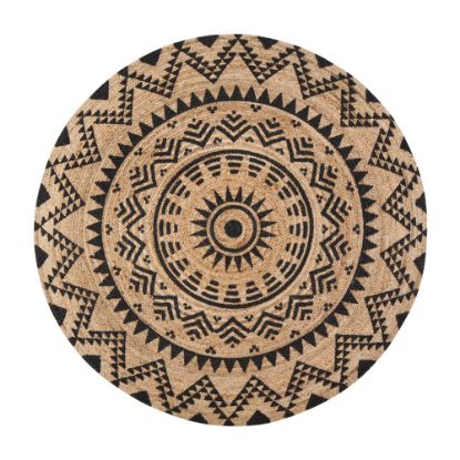 Picture of Anji Mountain Round Cortez Rug, 4ft Diameter, Tan/Black