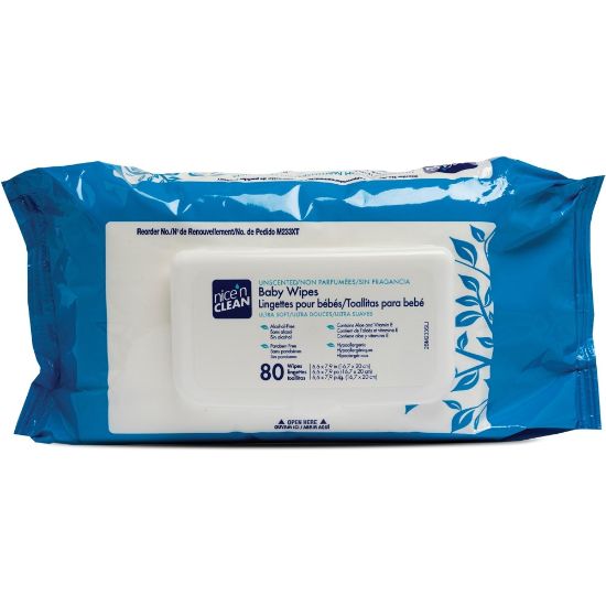 Picture of PDI NiceN Clean Baby Wipes - 7.90in x 6.60in - Blue - 80 Per Pack - 12 / Carton