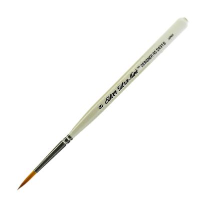 Picture of Silver Brush Ultra Mini Series Paint Brush, Size 8, Designer Round, Taklon Filament, Pearl White