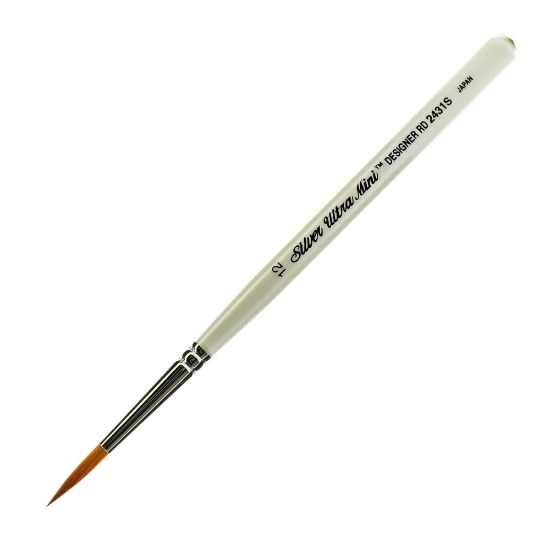 Picture of Silver Brush Ultra Mini Series Paint Brush, Size 12, Designer Round, Taklon Filament, Pearl White