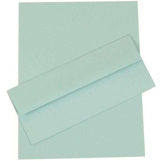 Picture of JAM Paper Business Stationery Set, 8 1/2in x 11in, Aqua, Set Of 50 Sheets And 50 Envelopes