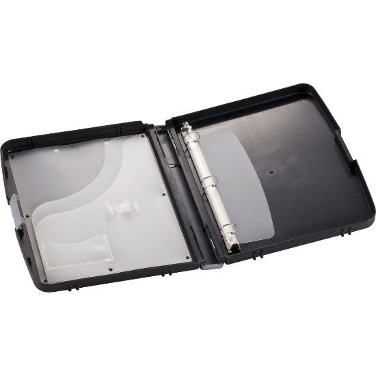 Picture of Officemate Ringbinder Clipboard Storage Box - 8 19/64in , 8 1/2in x 11 45/64in , 11in - Spring Clip - Plastic - Charcoal - 1 Each