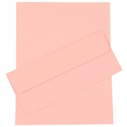 Picture of JAM Paper Business Stationery Set, 8 1/2in x 11in, Baby Pink, Set Of 50 Sheets And 50 Envelopes