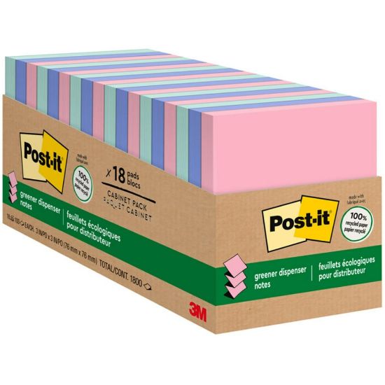 Picture of Post-it Greener Pop Up Notes, 3 in x 3 in, 18 Pads, 100 Sheets/Pad, Clean Removal, Back to School Supplies for Students, Sticky Notes for Textbooks and Notebooks, Sweet Sprinkles Collection