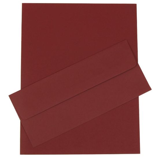 Picture of JAM Paper Business Stationery Set, 8 1/2in x 11in, Burgundy, Set Of 50 Sheets And 50 Envelopes