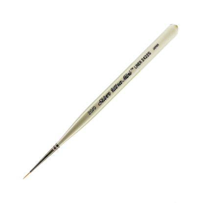 Picture of Silver Brush Ultra Mini Series Paint Brush, Size 20, Monogram Liner, Taklon Filament, Pearl White