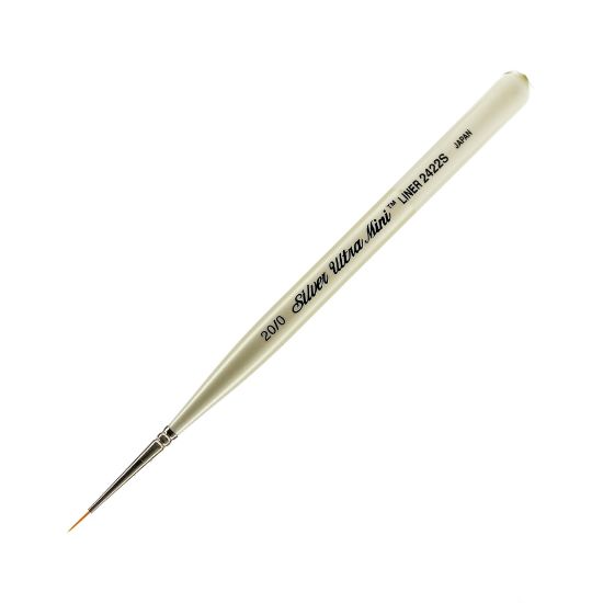 Picture of Silver Brush Ultra Mini Series Paint Brush, Size 20, Monogram Liner, Taklon Filament, Pearl White